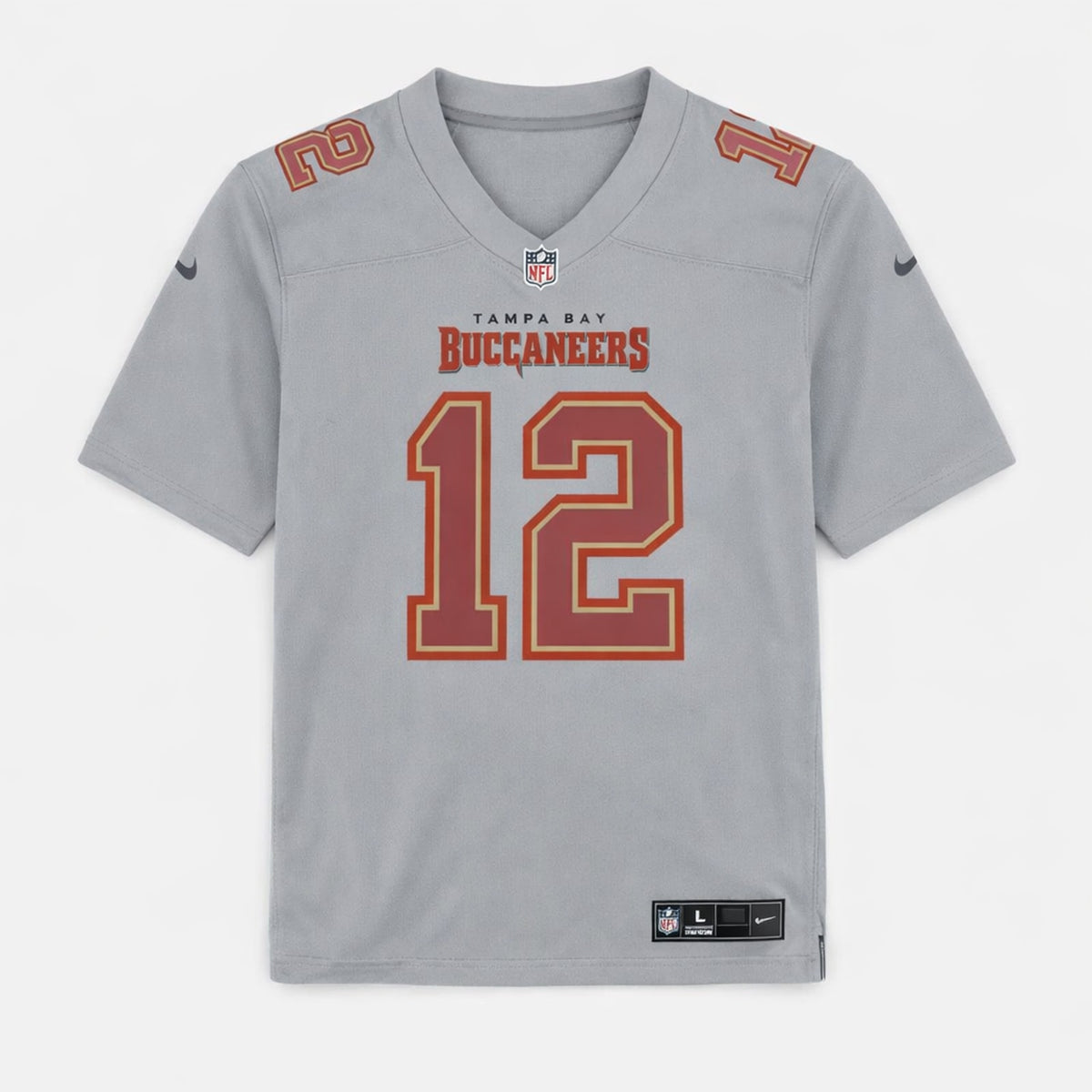 Brady 12 Tampa Bay Gray Football Jersey - 1