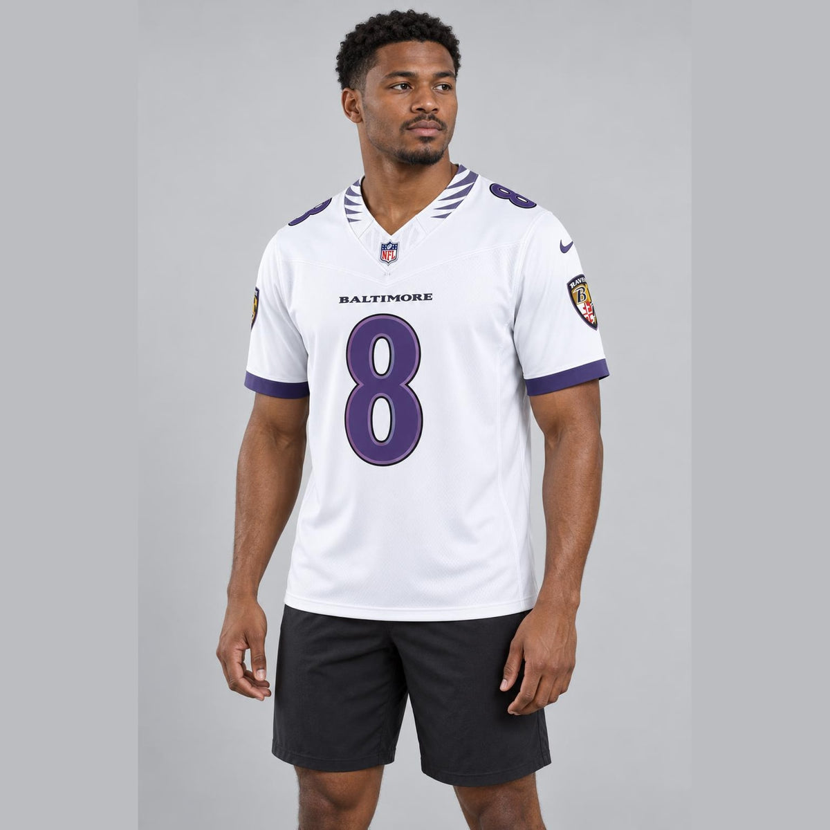 Jackson 8 White Baltimore Football Jersey - 3
