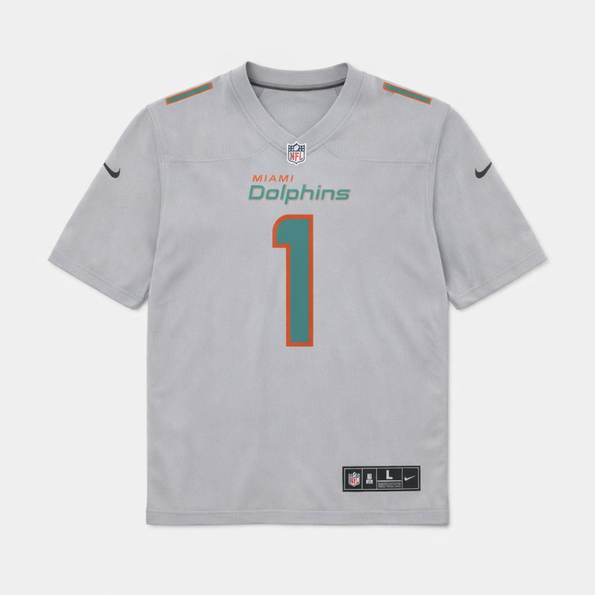 Tagovailoa 1 Miami Dolphins Gray Football Jersey - 1