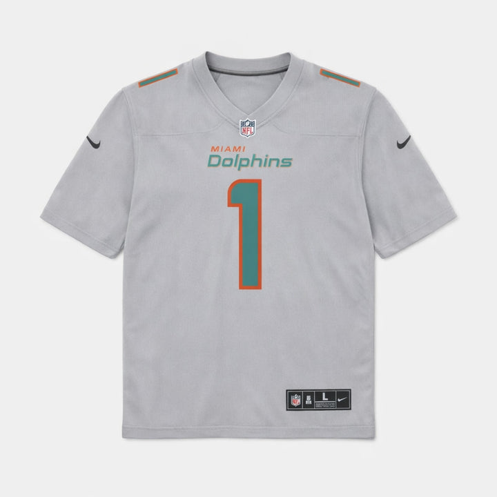 Tagovailoa 1 Miami Dolphins Gray Football Jersey