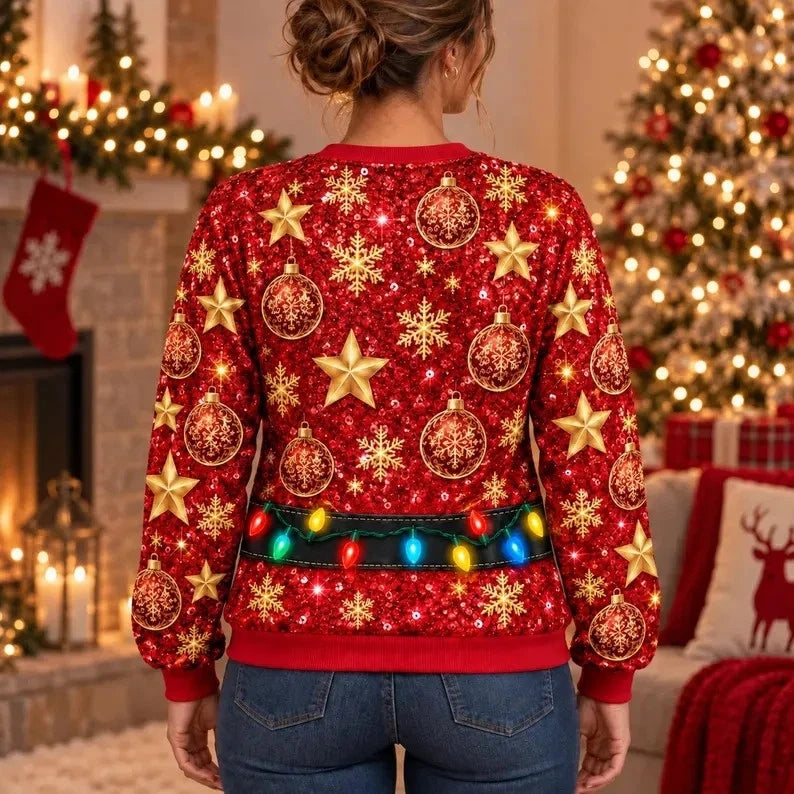 Funny Sexy Santa Faux Body Christmas Ugly Sweater Couple Sweatshirt