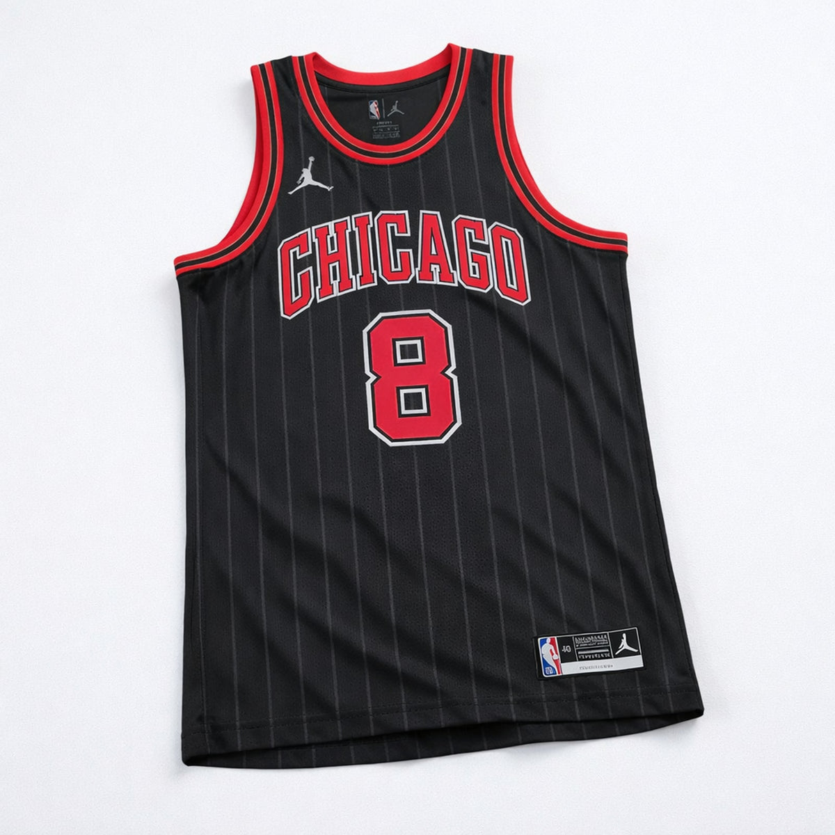 Lavine 8 Chicago Black Pinstripe Basketball Jersey - 3