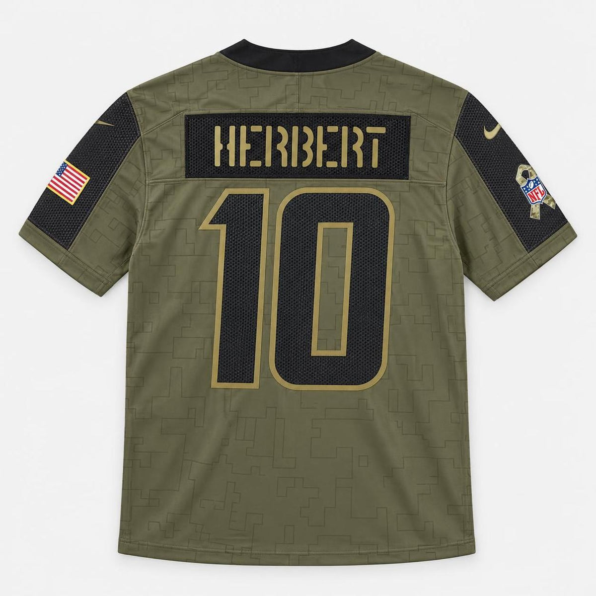 Herbert 10 Los Angeles Olive Football Jersey - 2