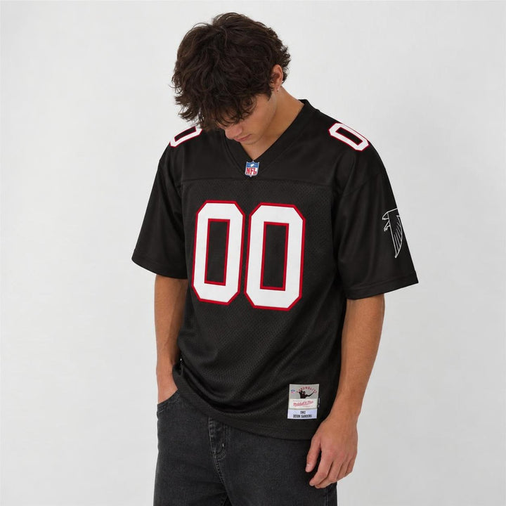 Black Red Football Jersey - Custom Name and Number