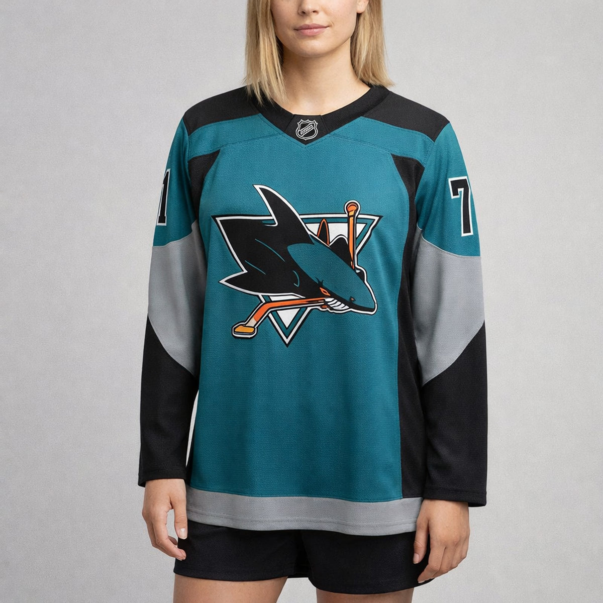 Celebrini 71 San Jose Sharks Teal Hockey Jersey - 5