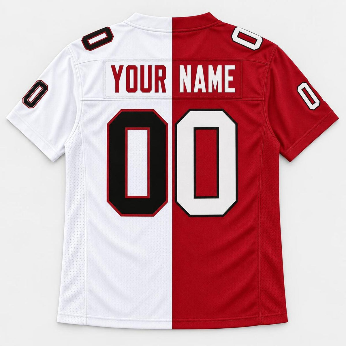 Red White Split Football Jersey - Custom Name and Number - 6