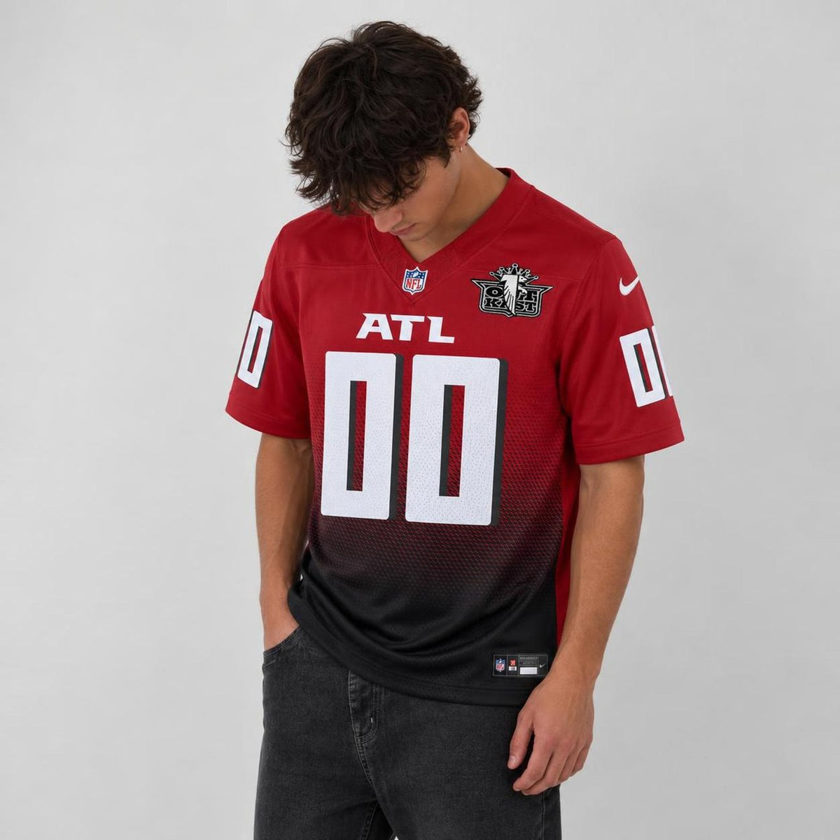 Atl Black Red Football Jersey - Custom Name and Number - 4