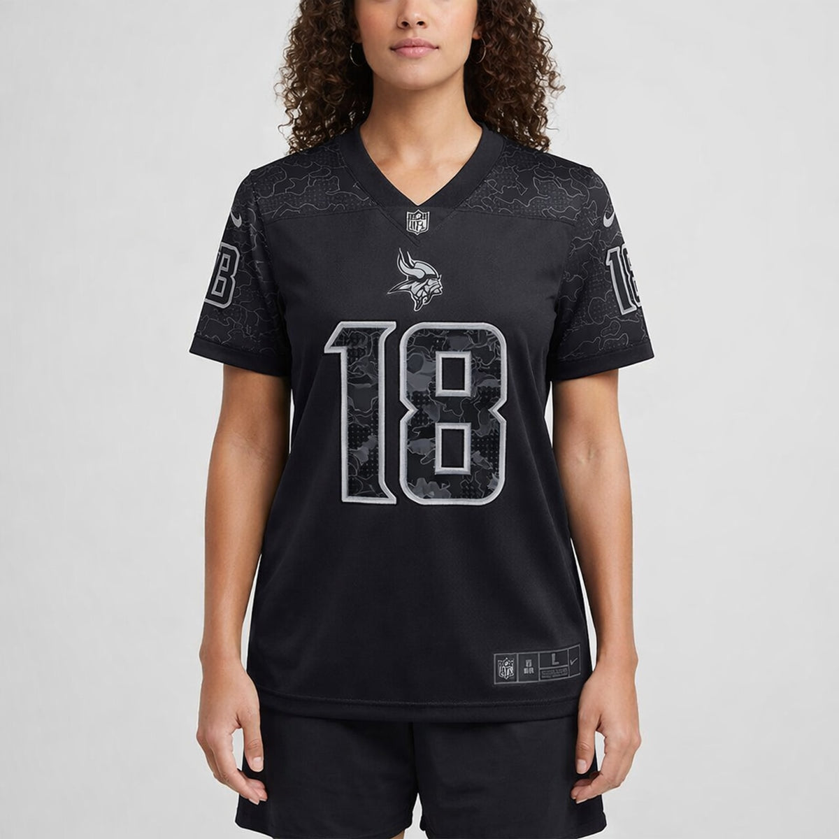 Jefferson 18 Vikings Black Football Jersey - 5