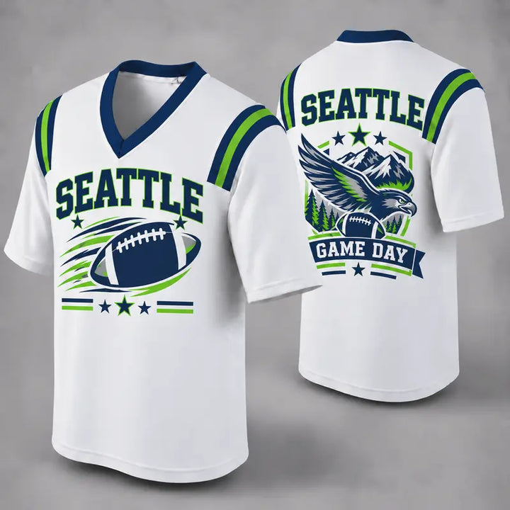 SEA White Football Jersey Seattle Game Day Graphic Shirt