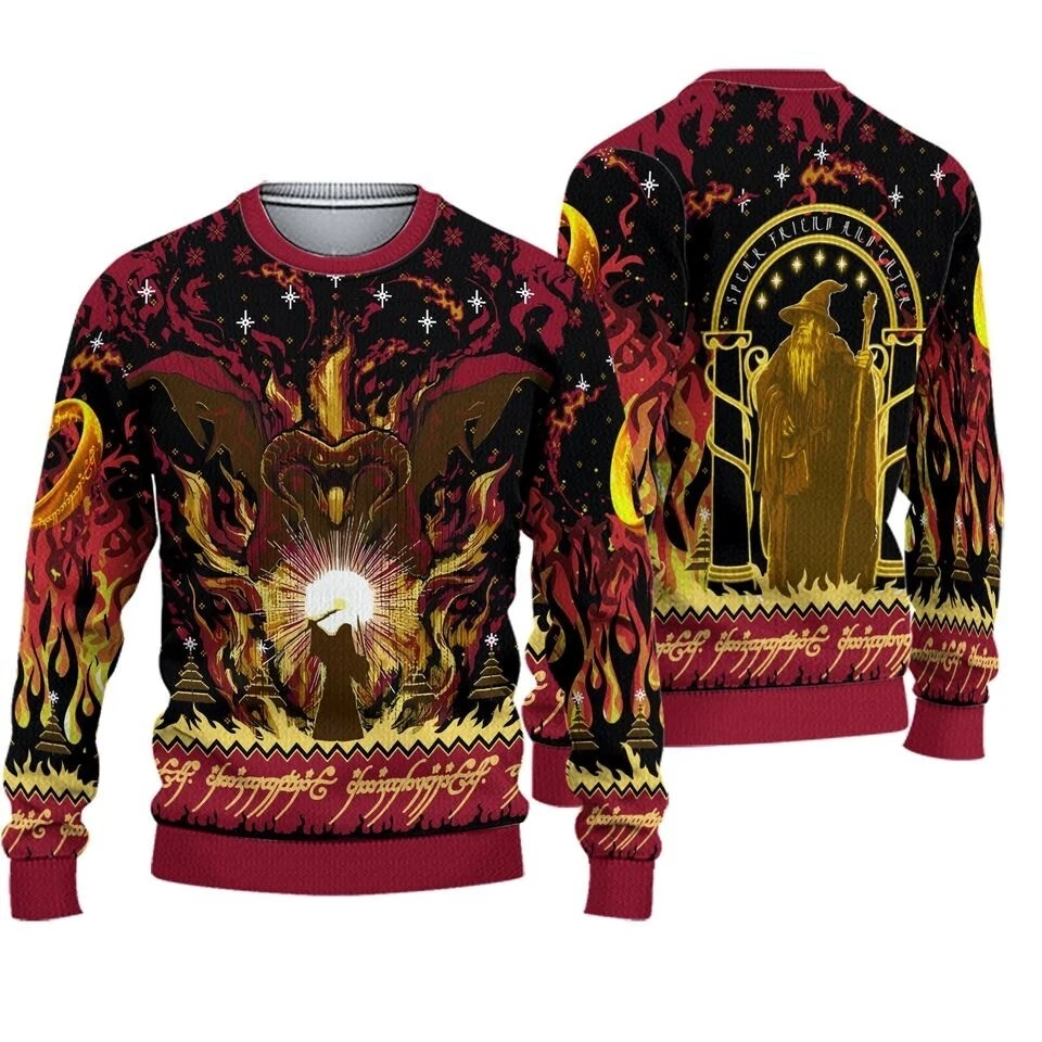 Lord of the Rings Balrog and Gandalf Fantasy Graphic Sweatshirt