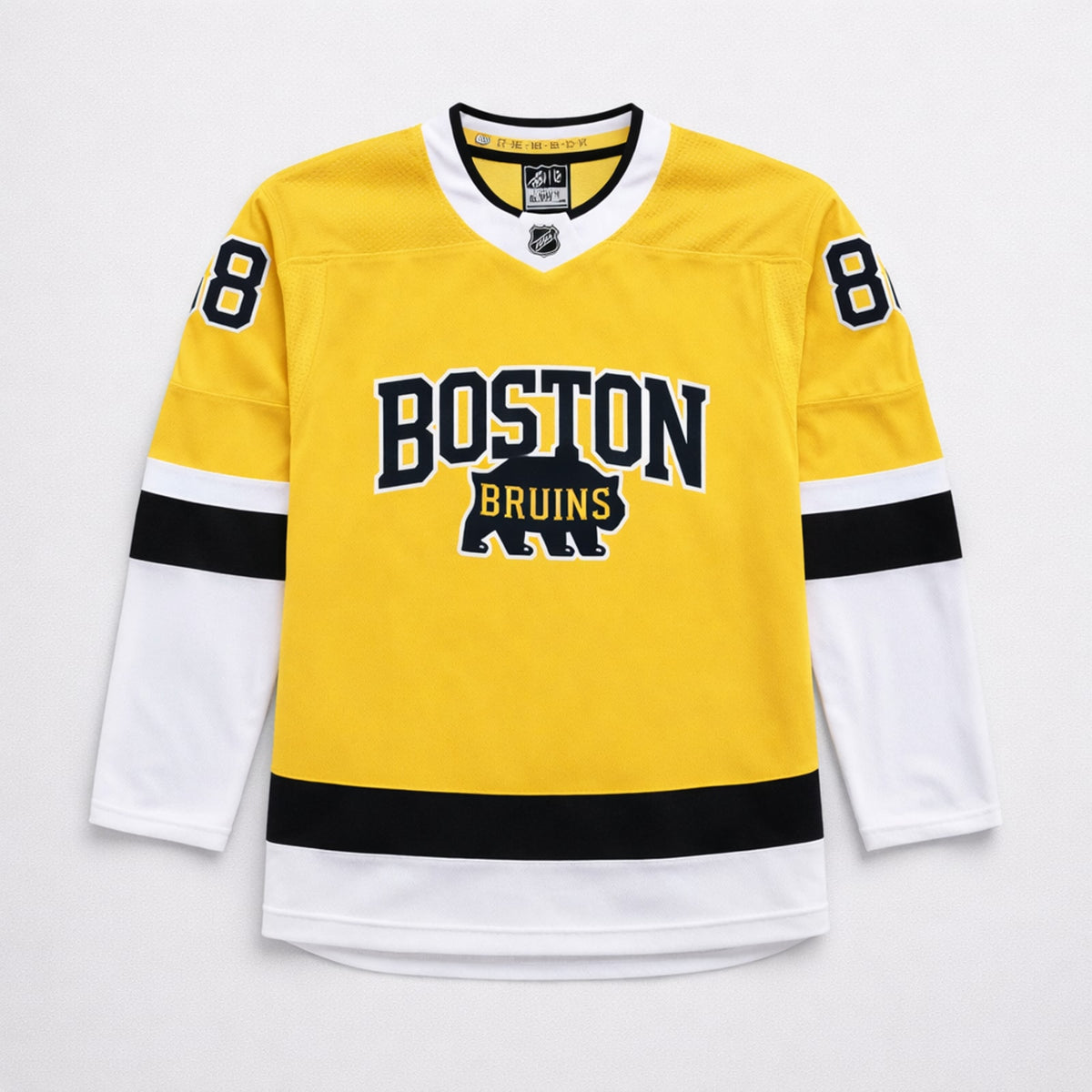 Pastrnak 88 Boston Hockey Jersey Yellow - 1
