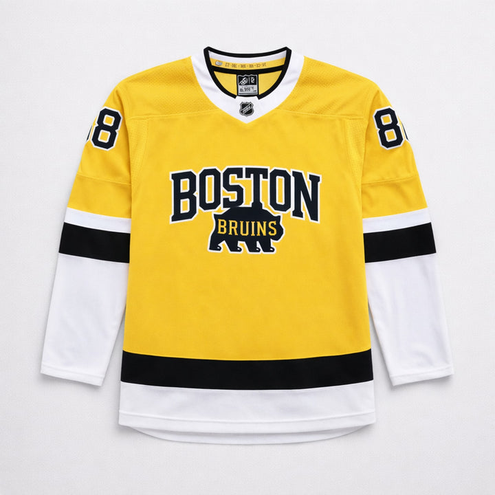Pastrnak 88 Boston Hockey Jersey Yellow