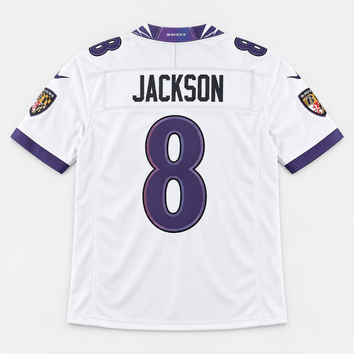Jackson 8 White Baltimore Football Jersey - 6