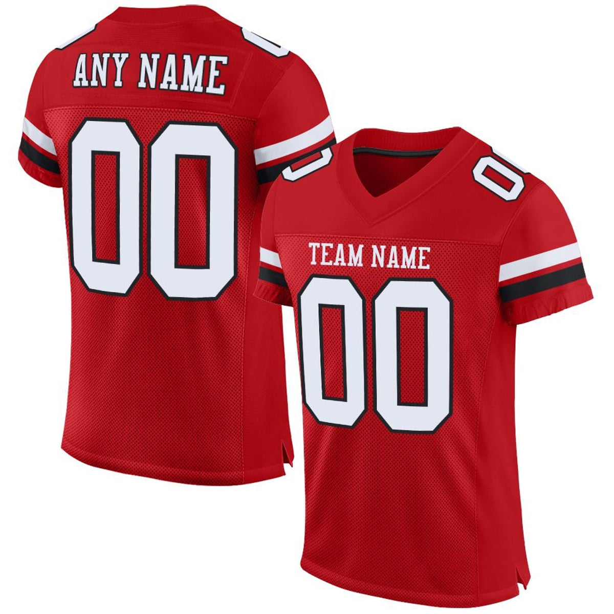 Custom Red White-Black Mesh Football Jersey - 1