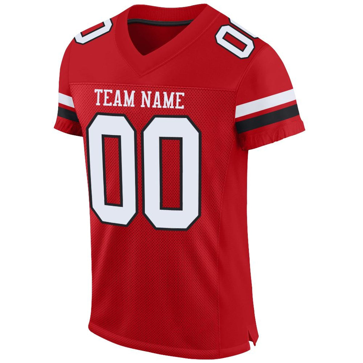 Custom Red White-Black Mesh Football Jersey - 2