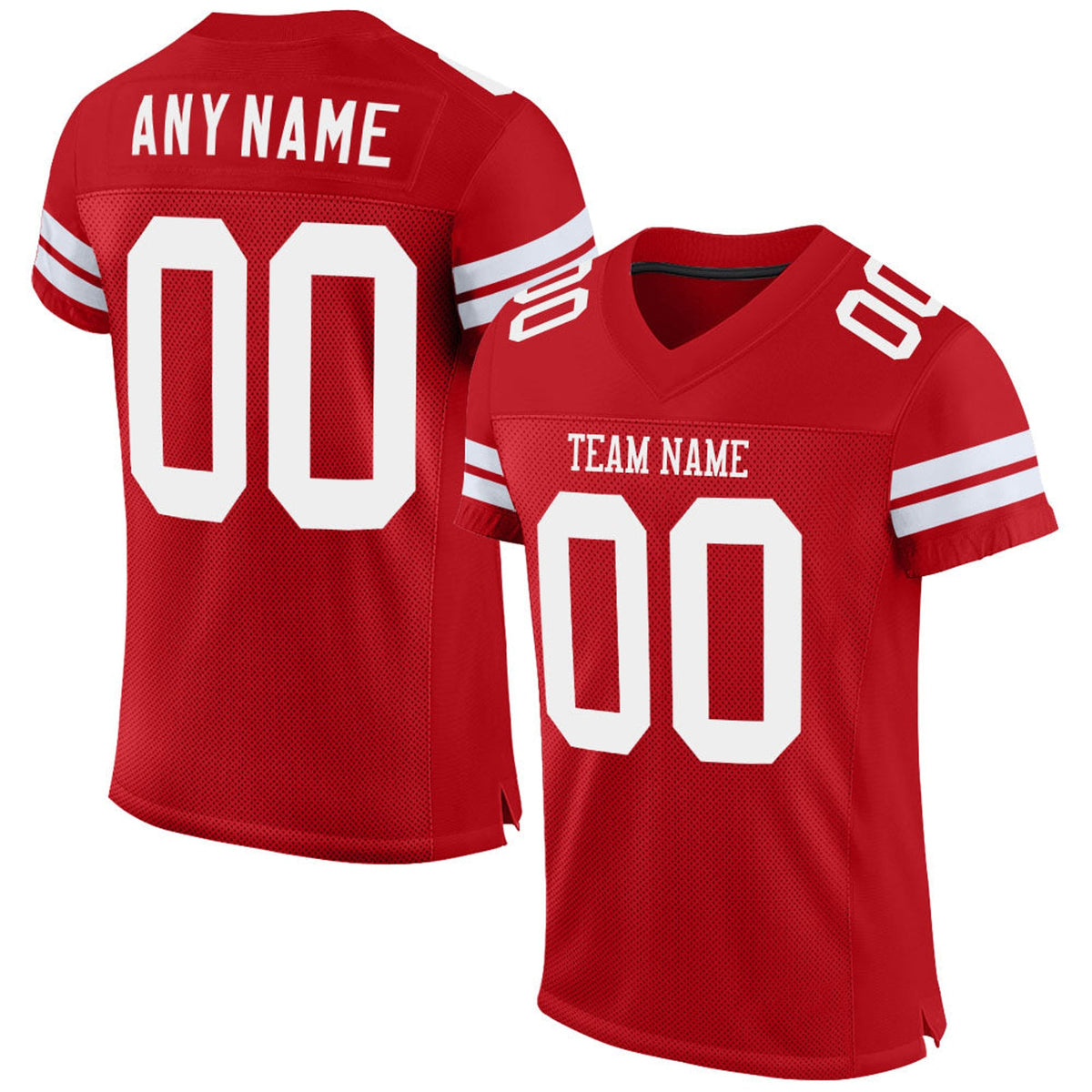 Custom Red White Mesh Football Jersey - 1