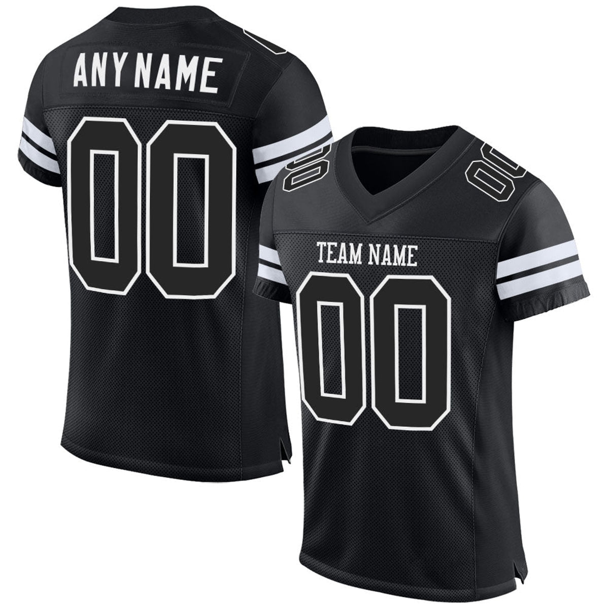 Custom Black Black-White Mesh Football Jersey - 1