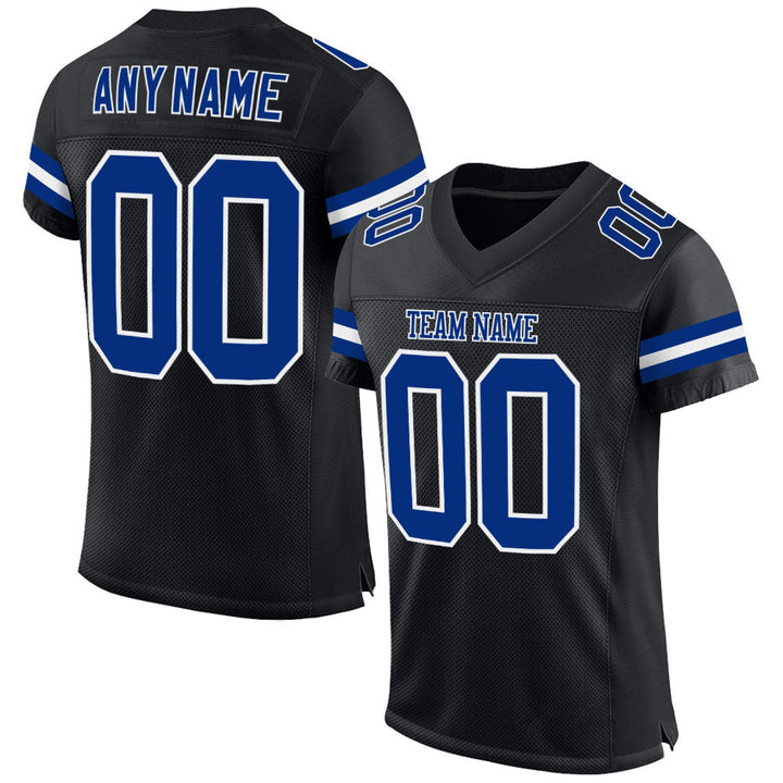 Black Royal Blue Gridiron Football Jersey – Custom Name and Number