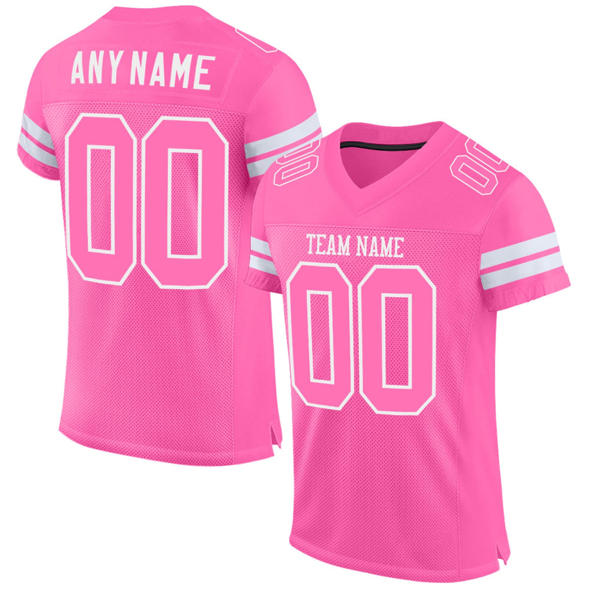 Custom Pink Pink-White Mesh Football Jersey - 1