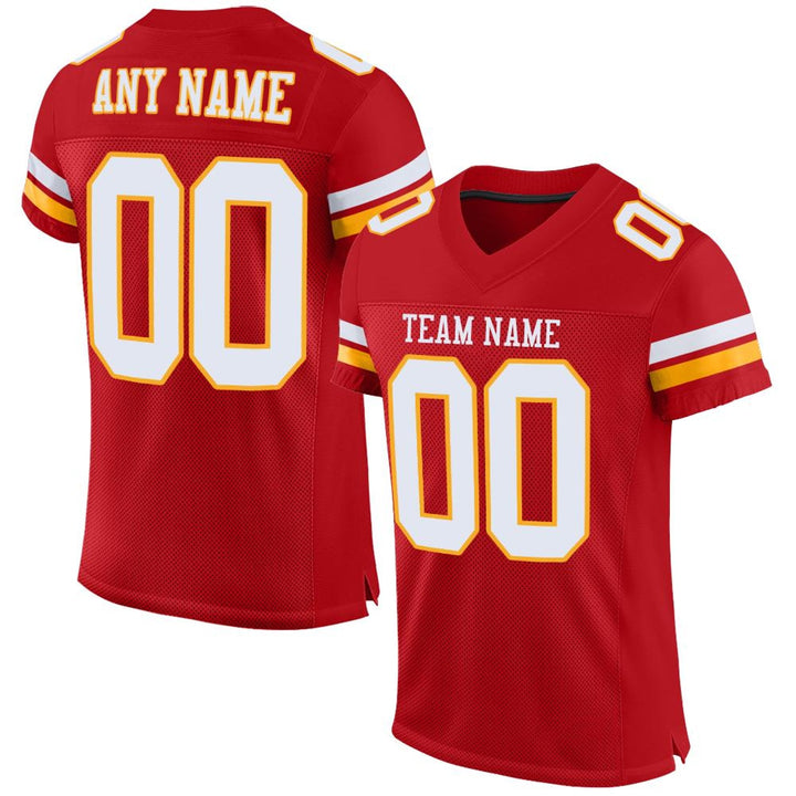 Red Gold Varsity Football Jersey – Custom Name and Number