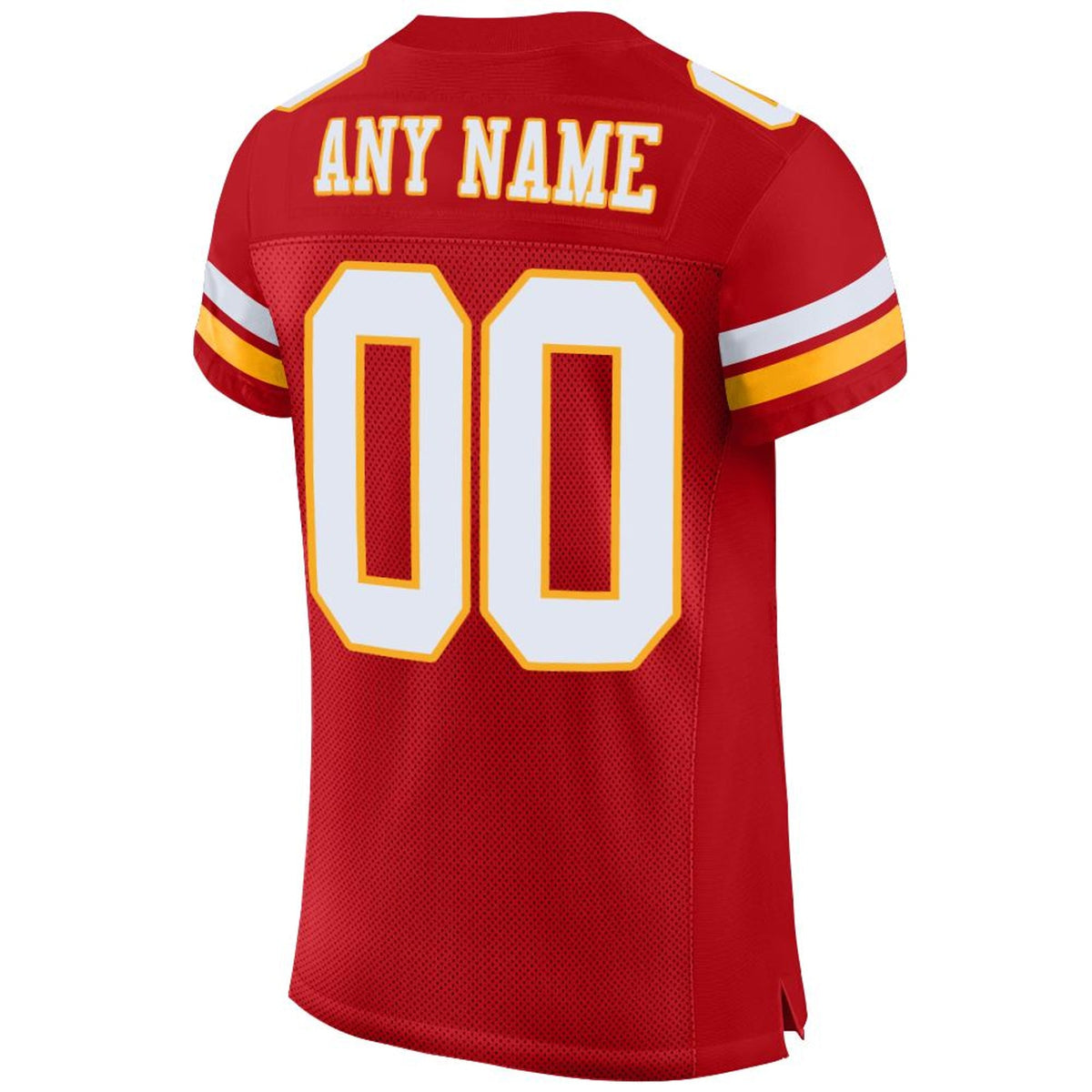 Custom Red White-Gold Mesh Football Jersey - 5