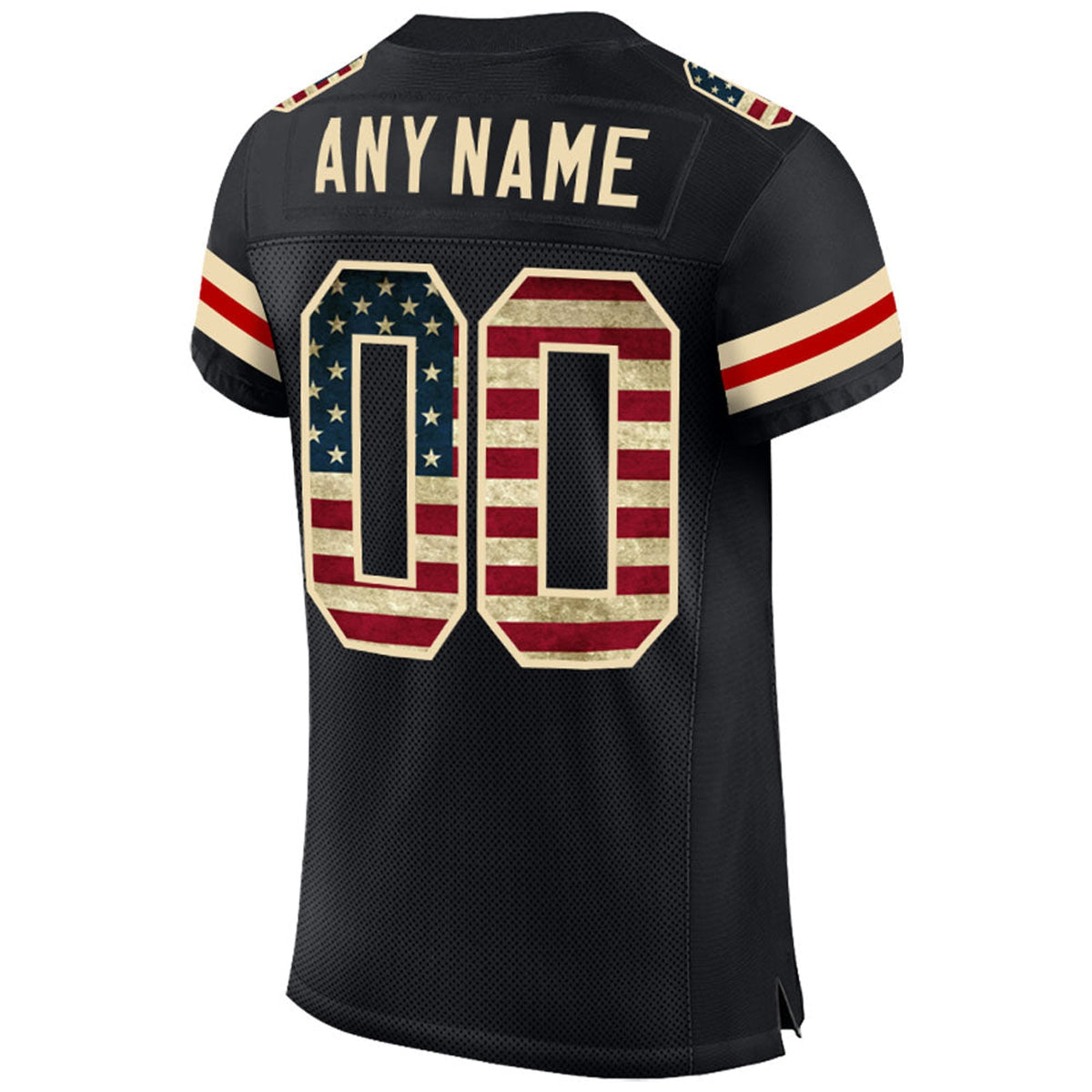 Custom Black Vintage USA Flag-Cream Mesh Football Jersey - 5