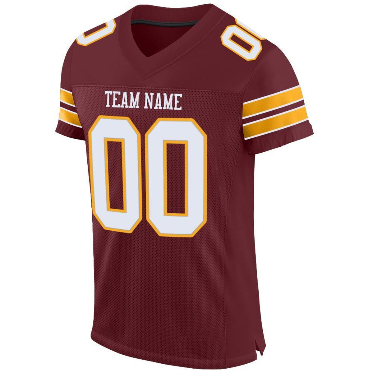 Custom Burgundy White-Gold Mesh Football Jersey - 4