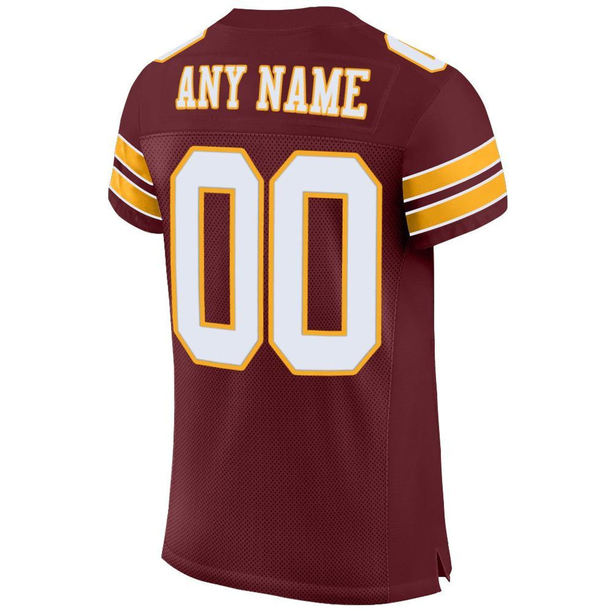 Custom Burgundy White-Gold Mesh Football Jersey - 5