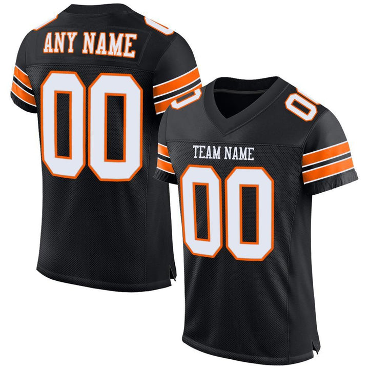 Black Orange Varsity Football Jersey – Custom Name and Number