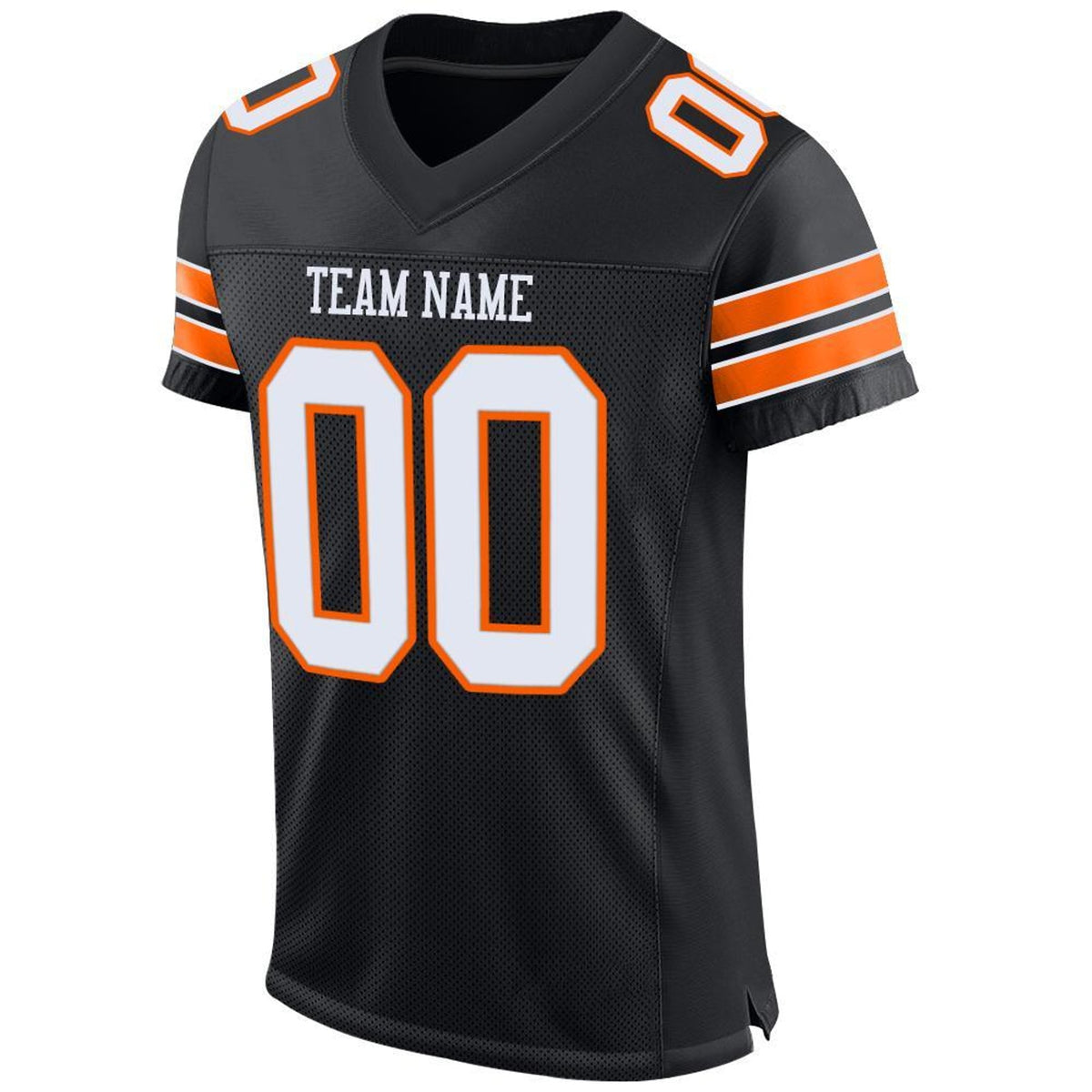 Custom Black White-Orange Mesh Football Jersey - 4