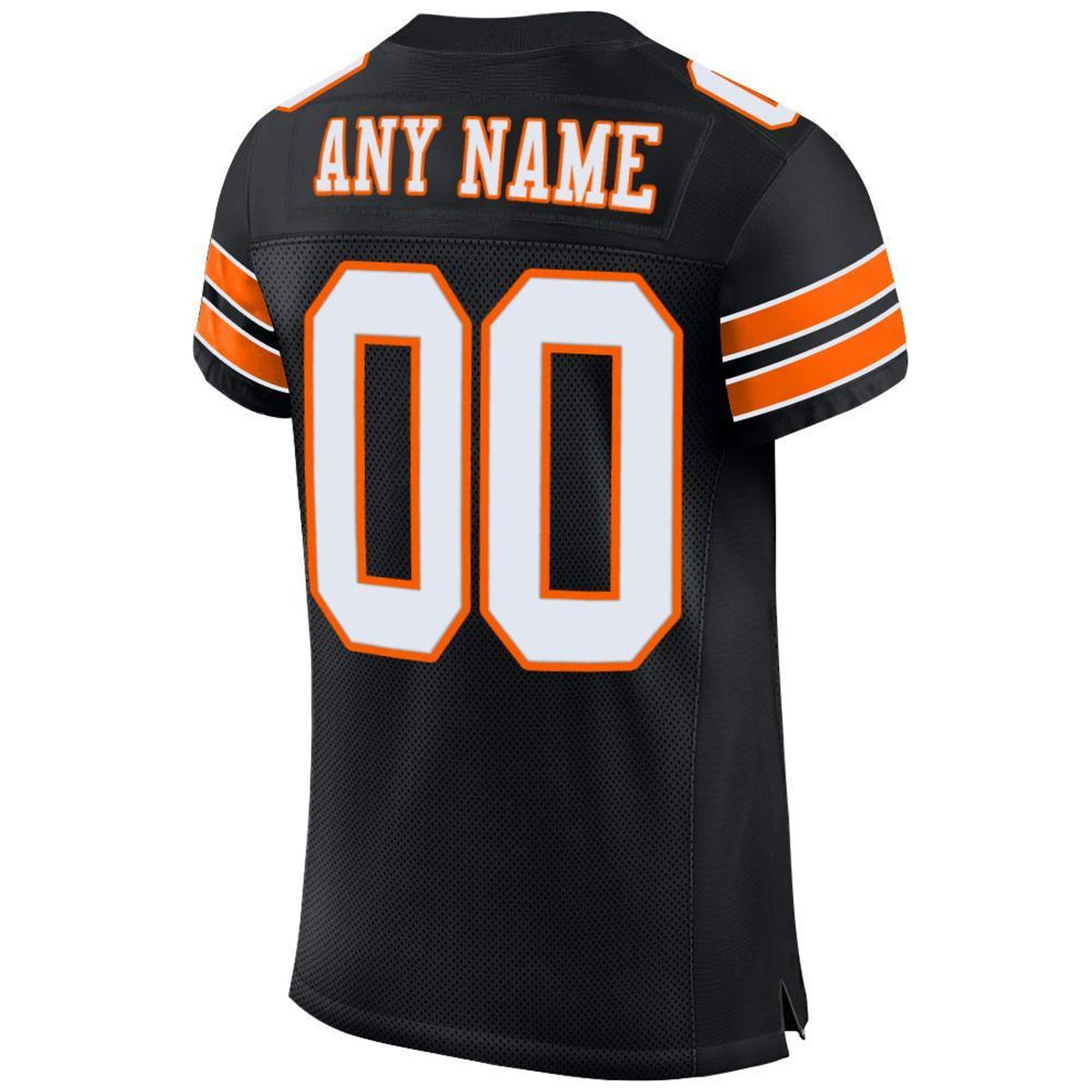 Custom Black White-Orange Mesh Football Jersey - 5