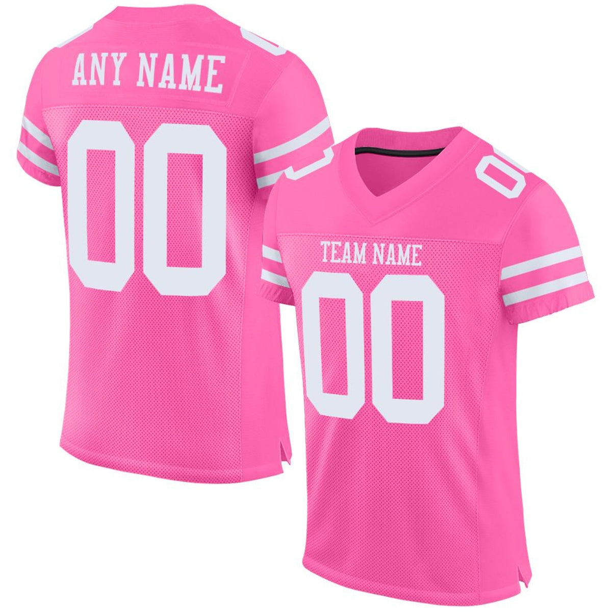 Custom Pink White Mesh Football Jersey - 1