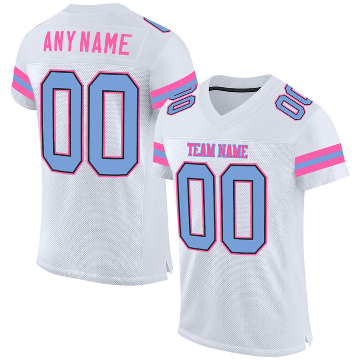 White Sky Blue Pink Football Jersey – Custom Name and Number