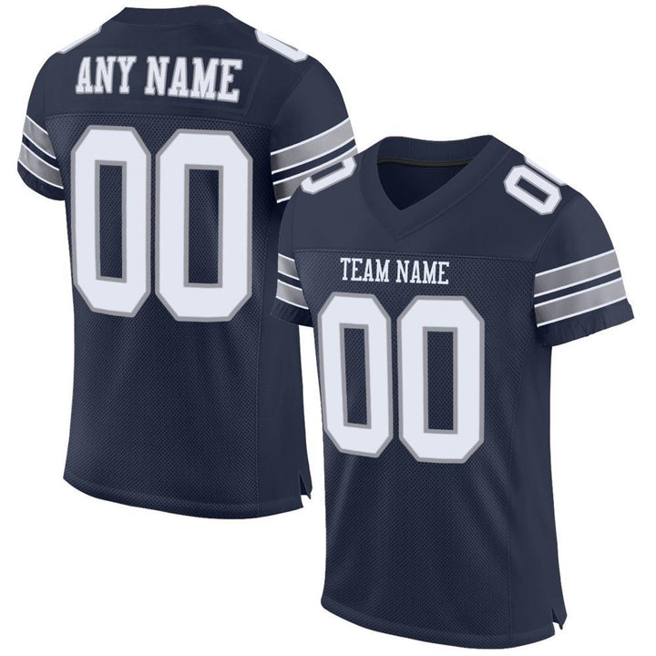 Midnight Navy Silver Legacy Football Jersey – Custom Name and Number