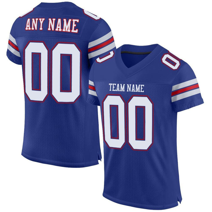 Royal Blue Red Silver Football Jersey – Custom Name and Number