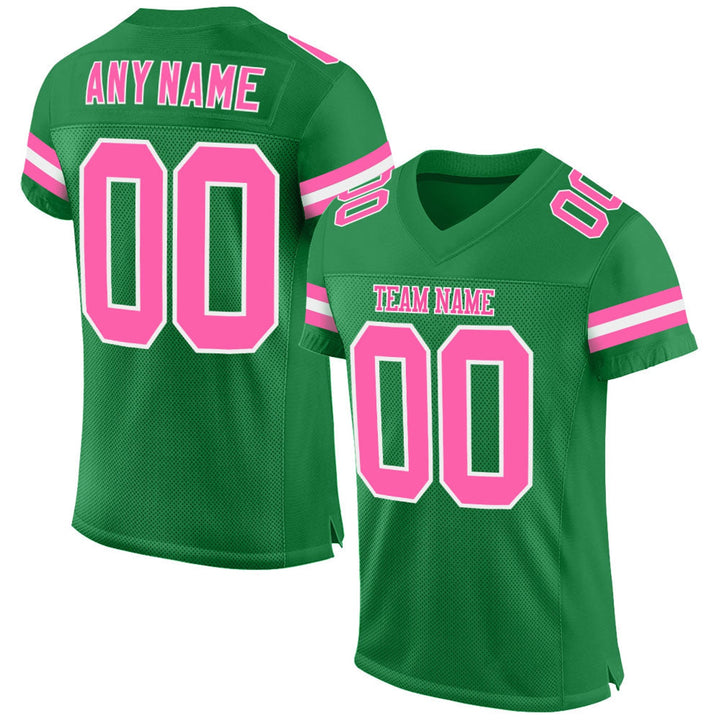 Green Pink Varsity Football Jersey – Custom Name and Number