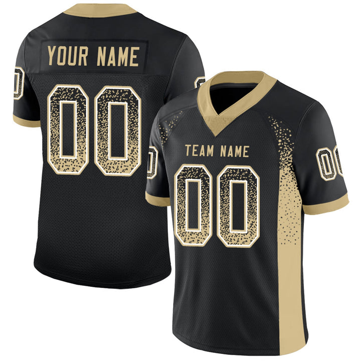 Black Gold Splatter Football Jersey – Custom Name and Number
