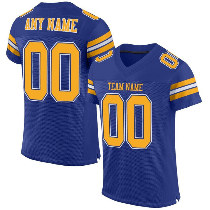 Royal Blue Gold Game Day Football Jersey – Custom Name and Number