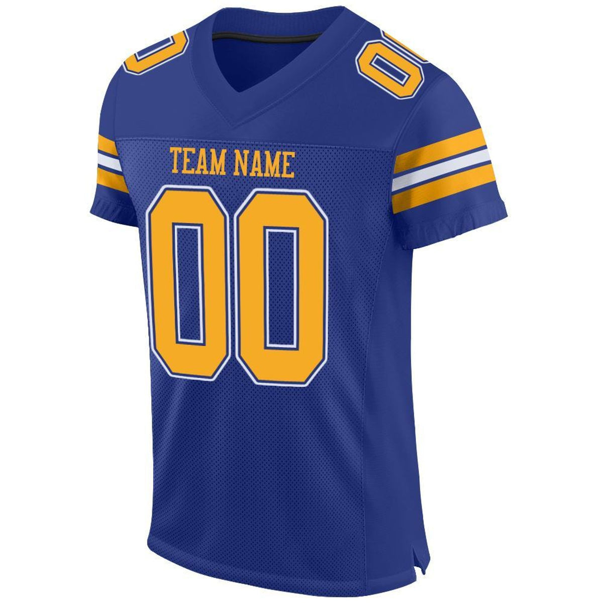 Custom Royal Gold-White Mesh Football Jersey - 4
