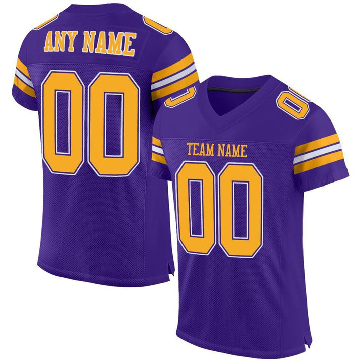 Purple Gold Classic Football Jersey – Custom Name and Number