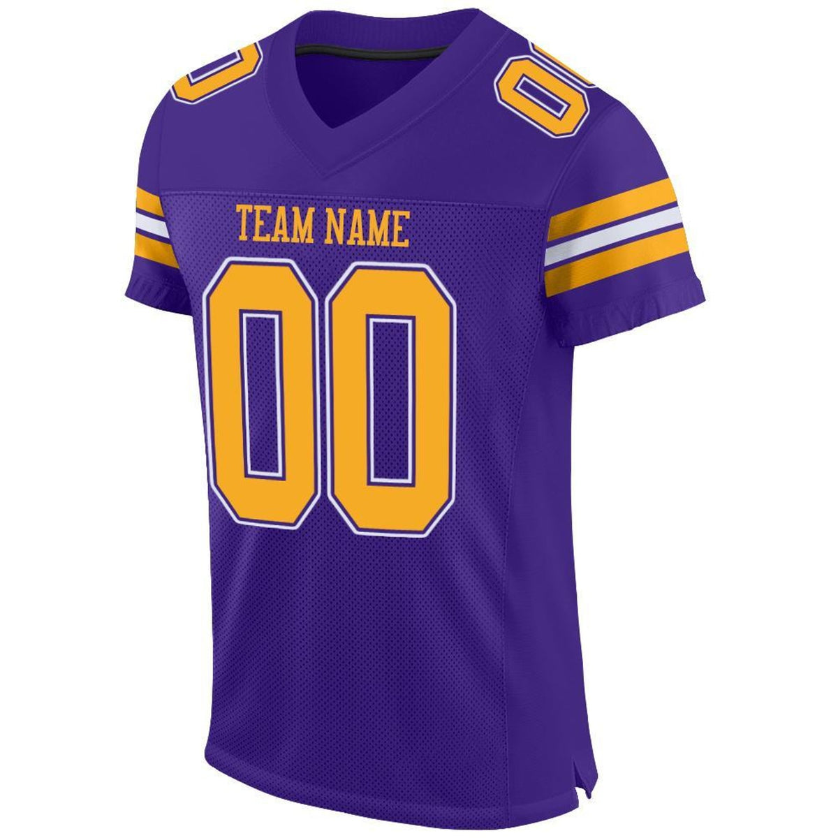 Custom Purple Gold-White Mesh Football Jersey - 4