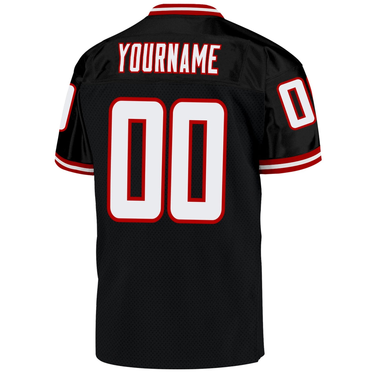 Custom Black White-Red Mesh Throwback Football Jersey - 5