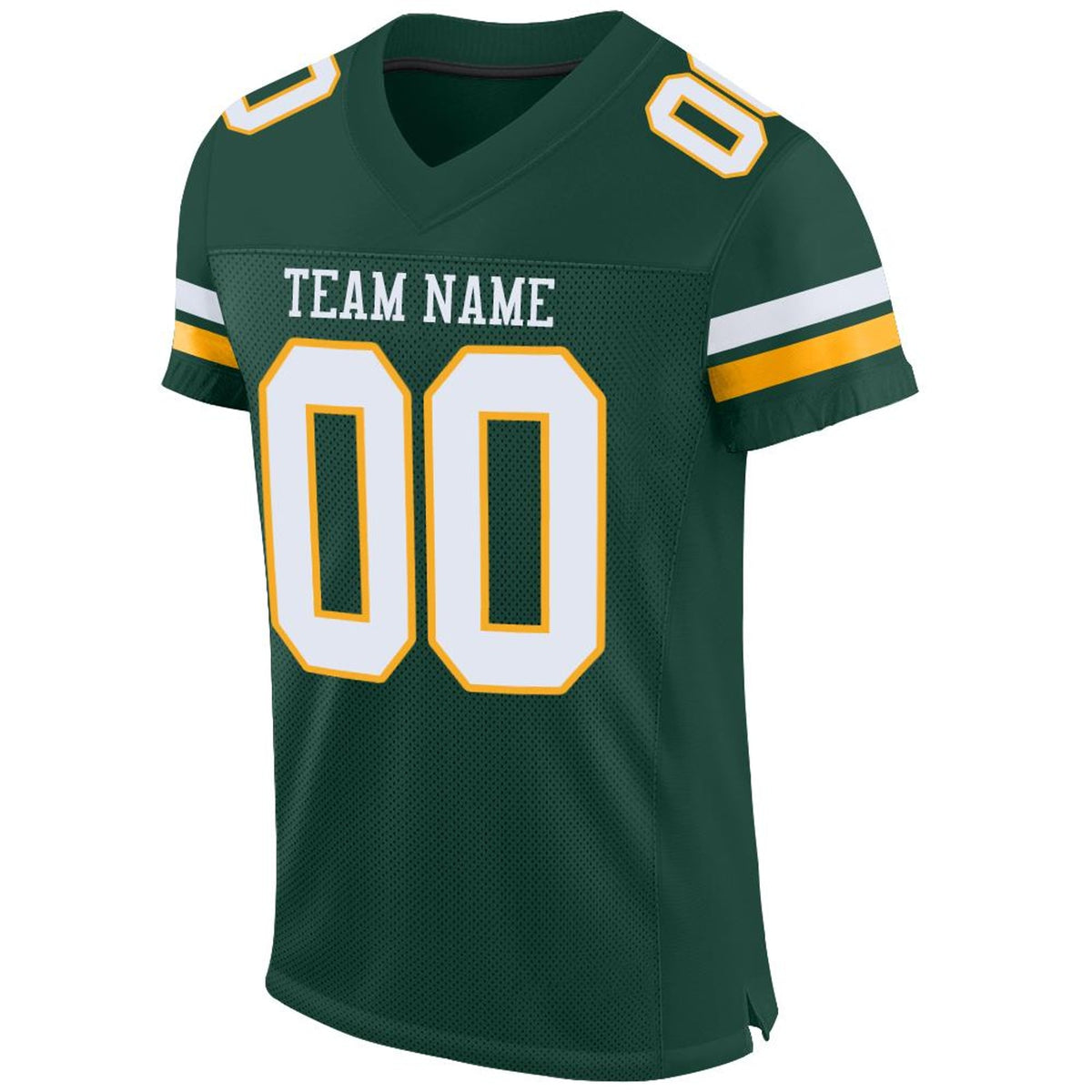 Custom Green White-Gold Mesh Football Jersey - 4
