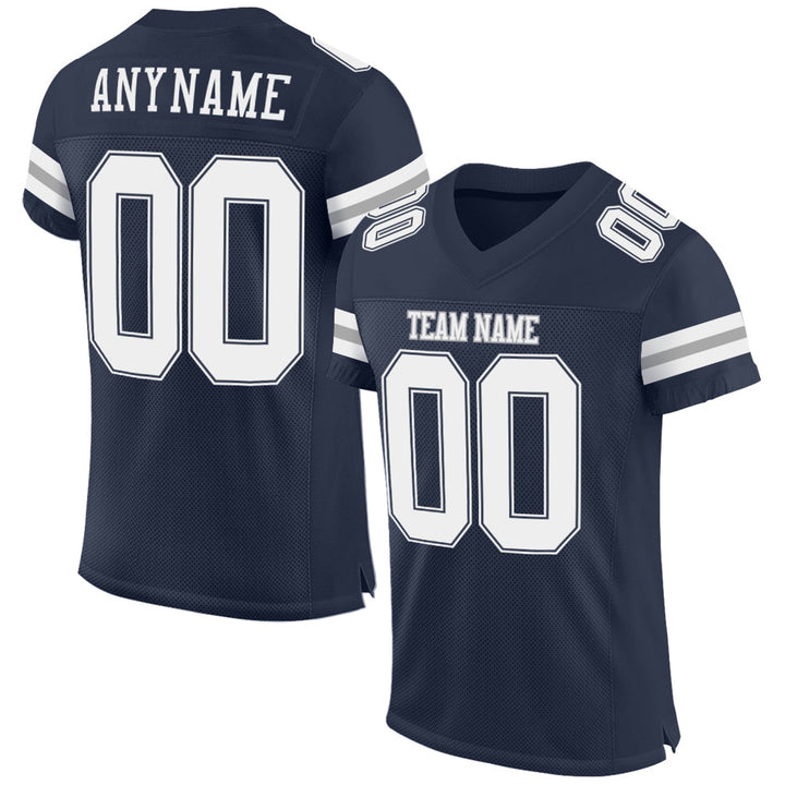 Midnight Navy Silver Football Jersey – Custom Name and Number