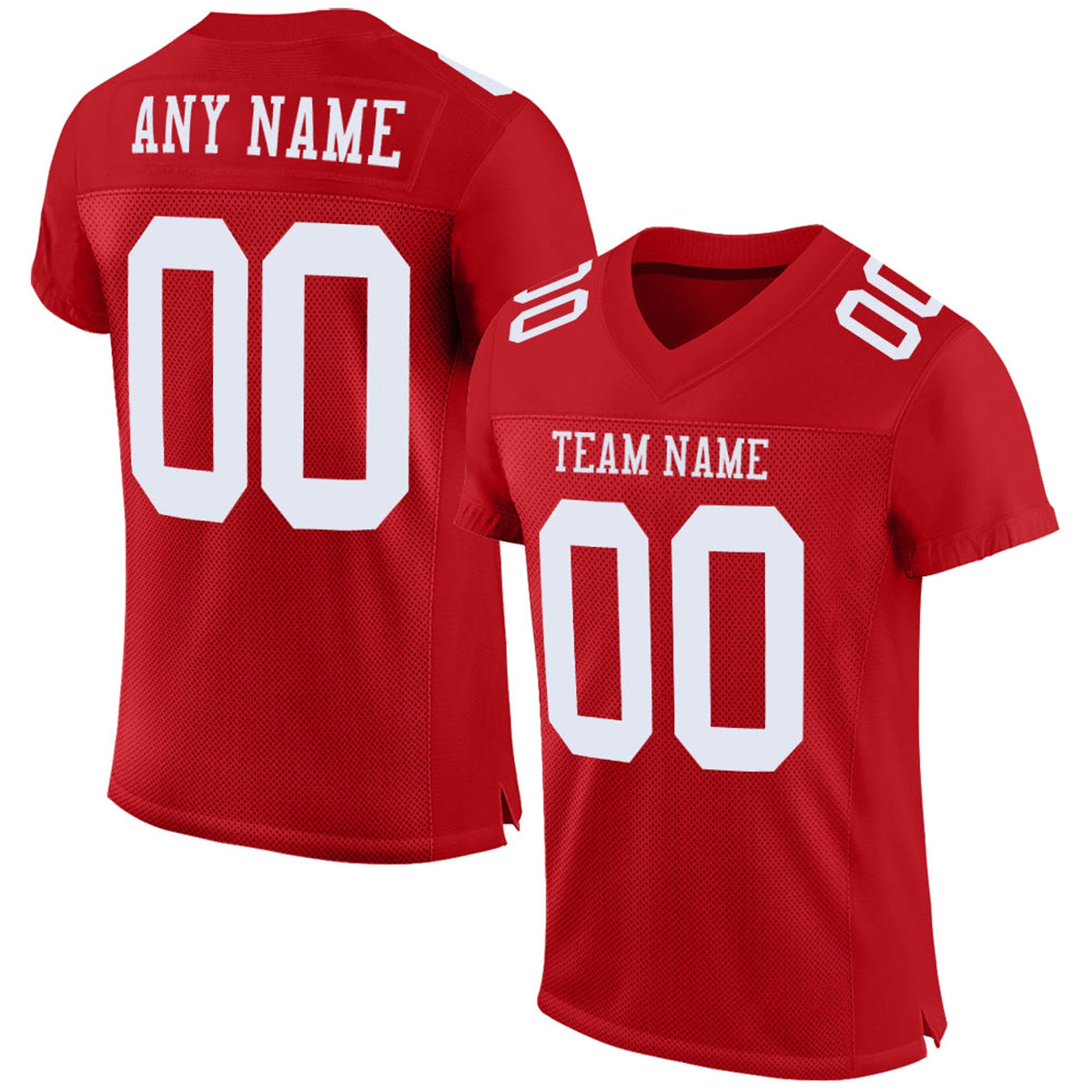 Custom Red White Mesh Football Jersey - 1