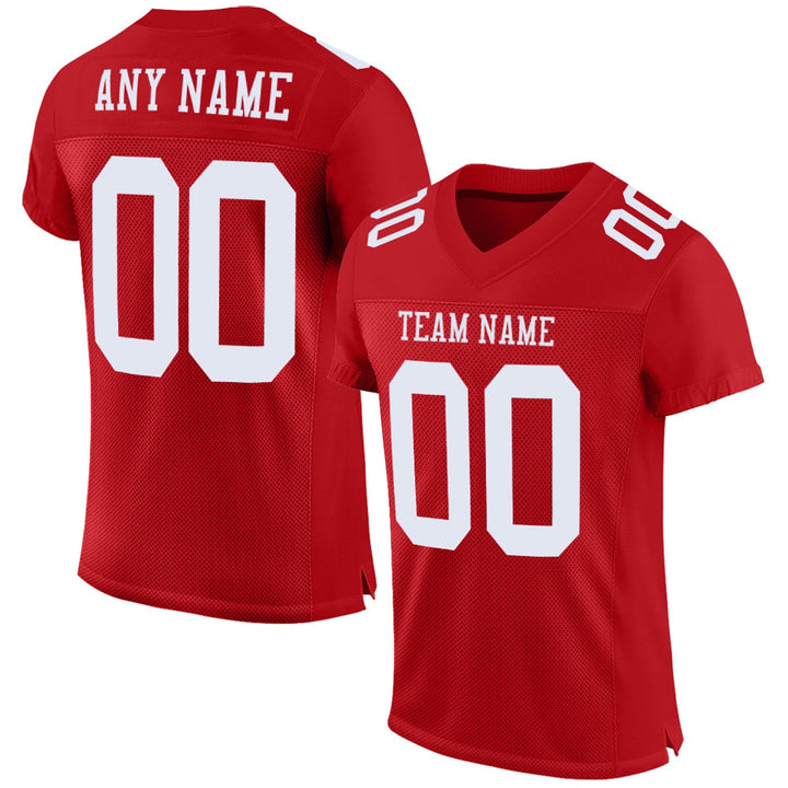 Red White Classic Football Jersey – Custom Name and Number