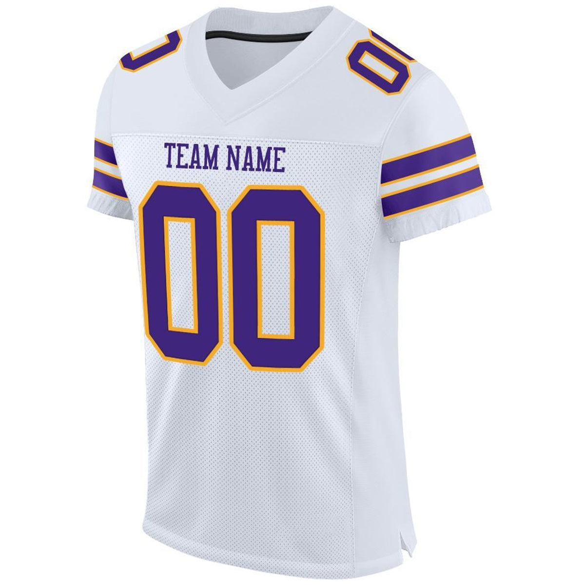 Custom White Purple-Gold Mesh Football Jersey - 4