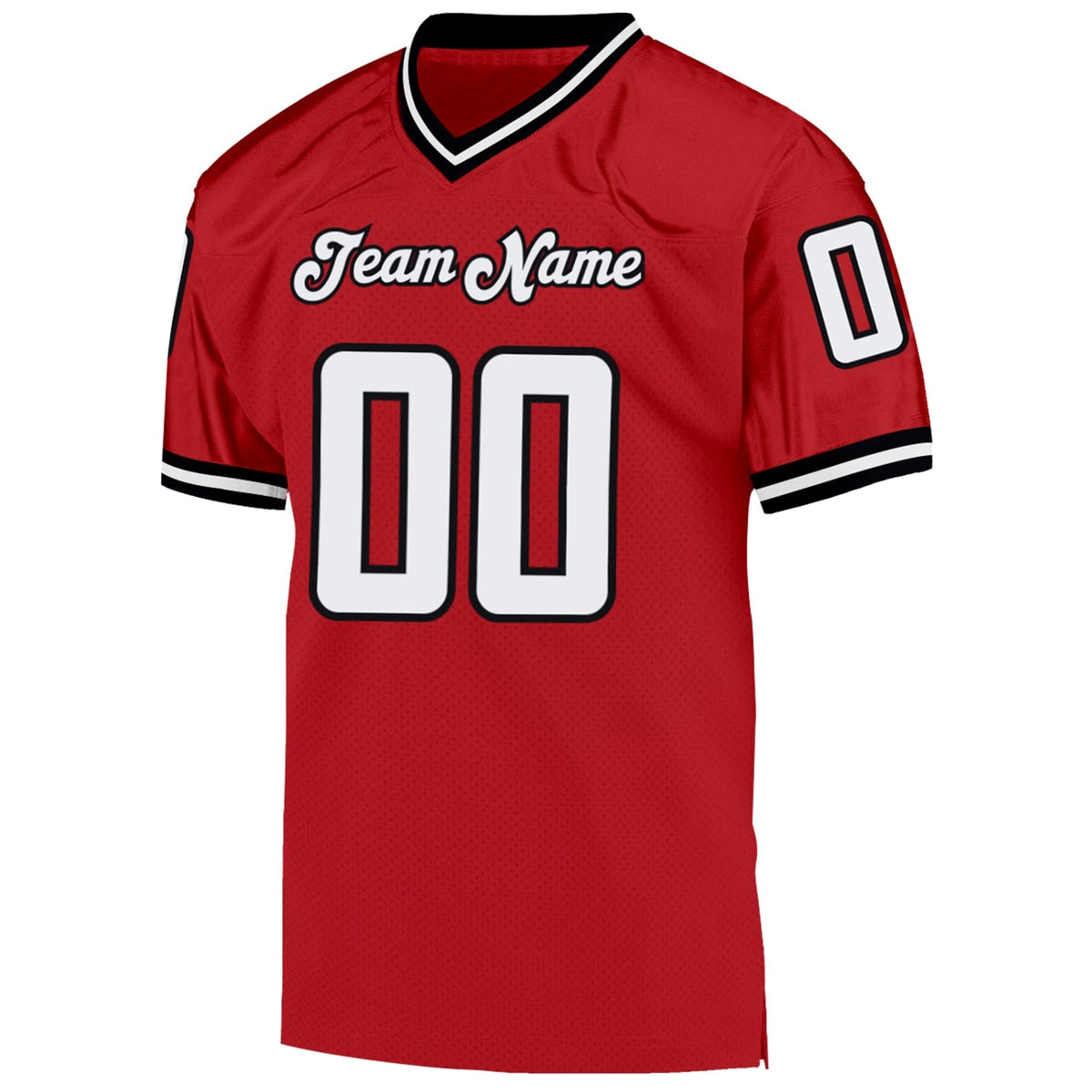 Custom Red White-Black Mesh Throwback Football Jersey - 4