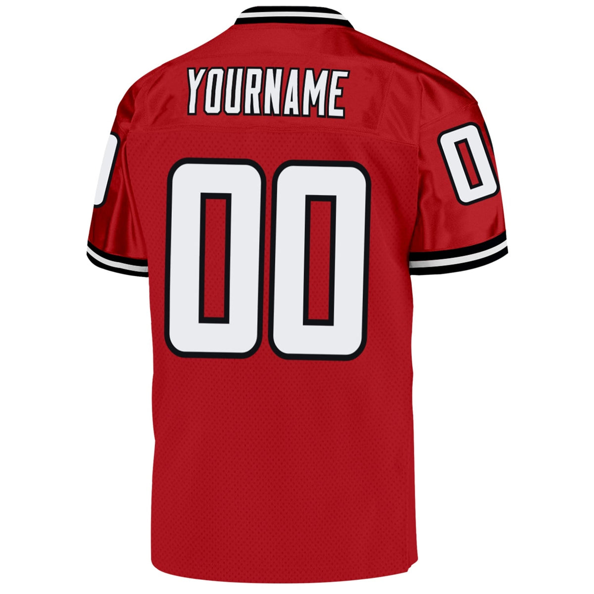 Custom Red White-Black Mesh Throwback Football Jersey - 5