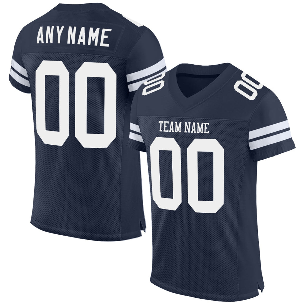 Custom Navy White Mesh Football Jersey - 1